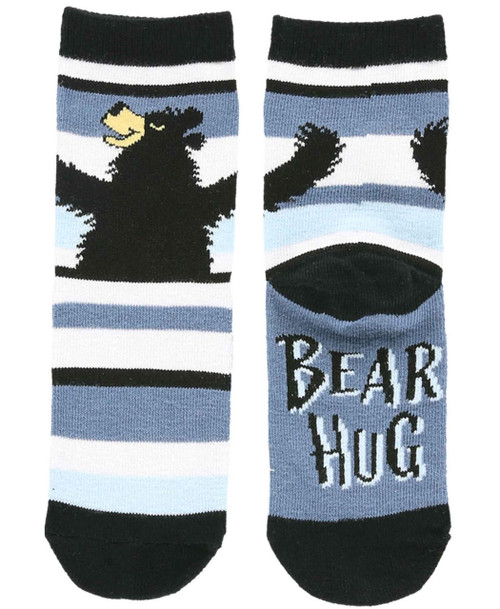 Lazy One Bear Hug Blue Stripe Kid Sock