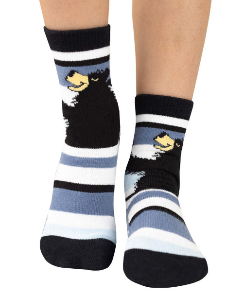 lazy one Bear Hug Blue Stripe Kid Sock
