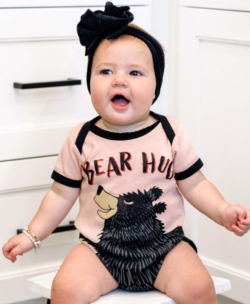 Lazy One Bear Hug Infant Creeper Pink Onesie