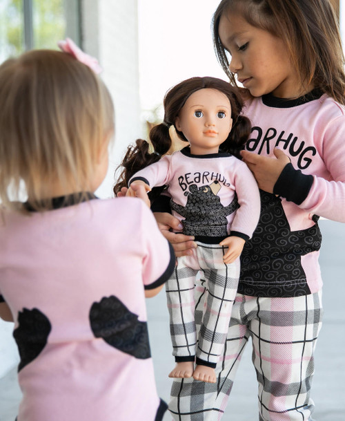 Lazy One Bear Hug Kid's Long Sleeve Pink PJ's