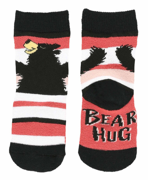 lazy one Bear Hug Pink Stripe Infant Sock