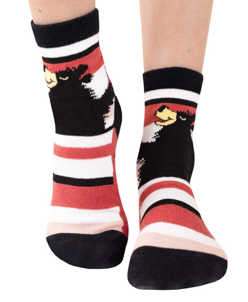Lazy One Bear Hug Pink Stripe Kid Sock