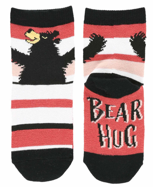 Lazy One Bear Hug Pink Stripe Kid Sock