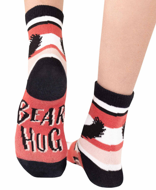 lazy one Bear Hug Pink Stripe Kid Sock