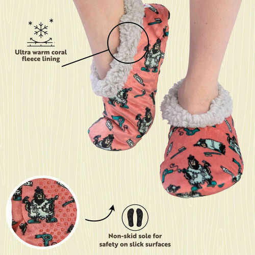 Lazy One Bear In The AM Fuzzy Feet Slipper