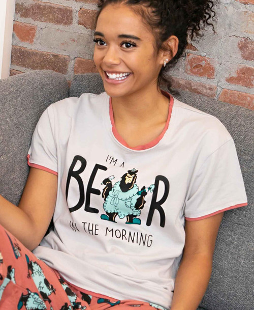 Lazy One Bear In The AM Women's Regular Fit PJ Tee