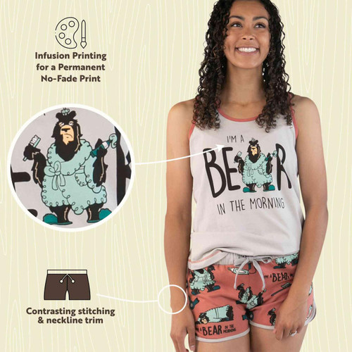 Lazy One Bear In The AM Women's Tank & Short Set