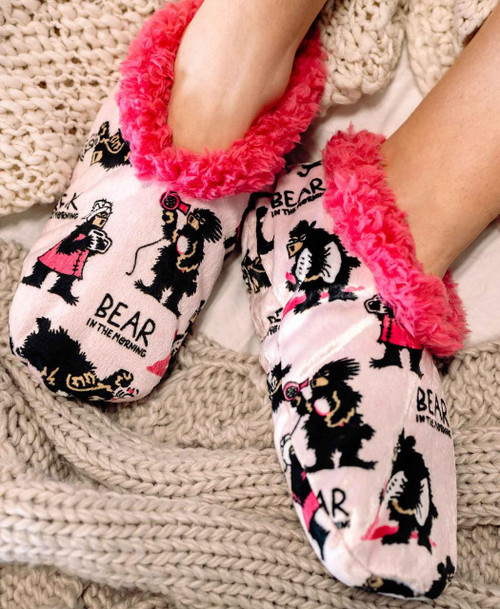 Lazy One Bear In The Morning Fuzzy Feet Slipper