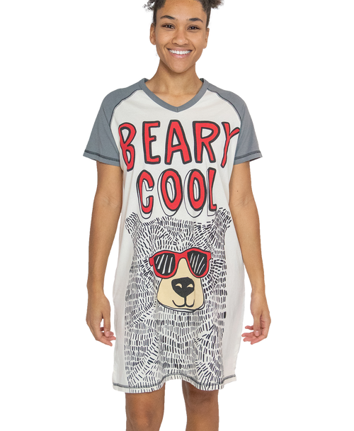 lazy one Beary Cool Women's V-neck Nightshirt