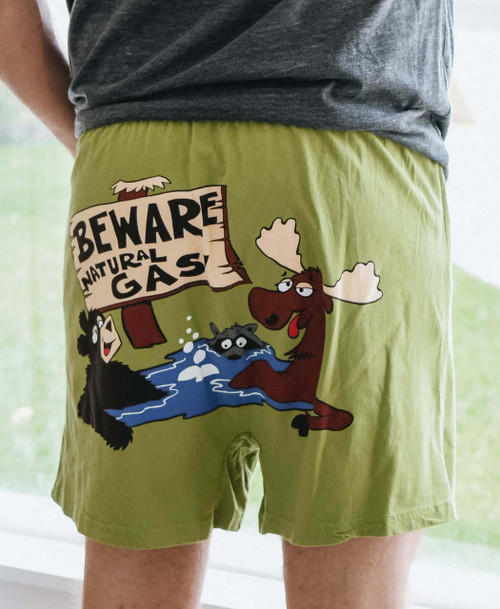 Lazy One Beware Of Natural Gas Men's Funny Boxer
