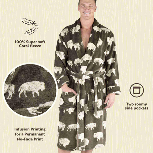 Lazy One Bison Men's Bathrobe