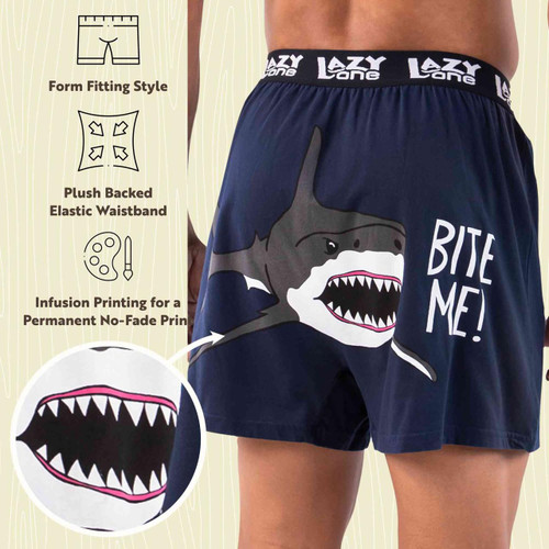 Lazy One Bite Me Men's Shark Boxers