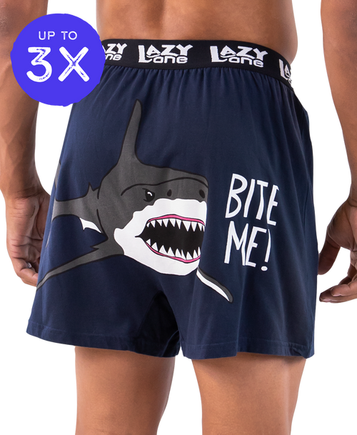 lazy one Bite Me Men's Shark Boxers