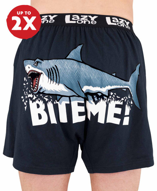lazy one Bite Me Men's Shark Funny Boxers