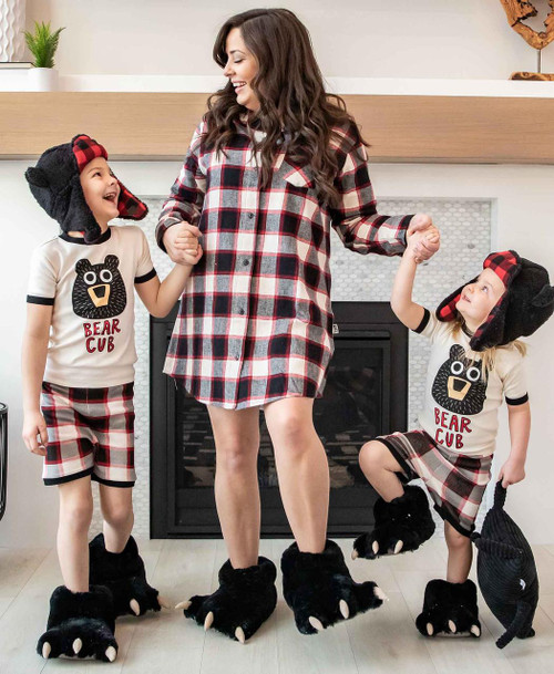 Lazy One Black Bear Kid And Adult Paw Slipper