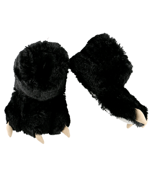Lazy One Black Bear Kid And Adult Paw Slipper