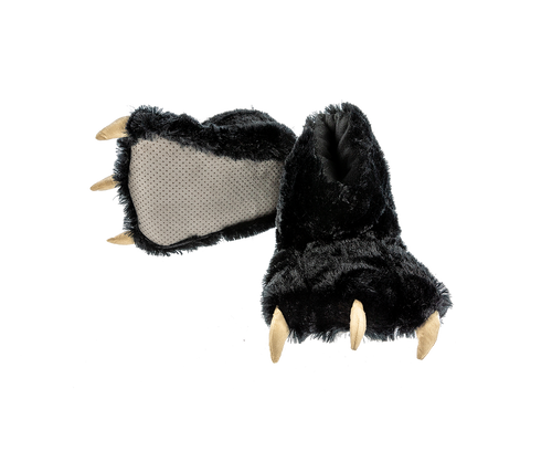 Lazy One Black Bear Kid And Adult Paw Slipper