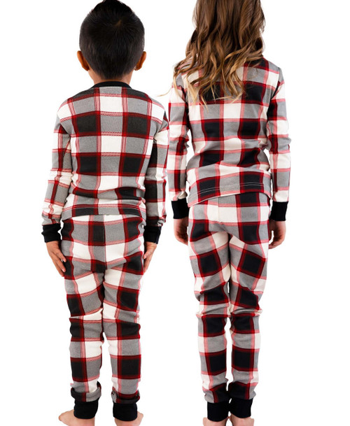Lazy One Black Plaid Kid's Long Sleeve PJ's