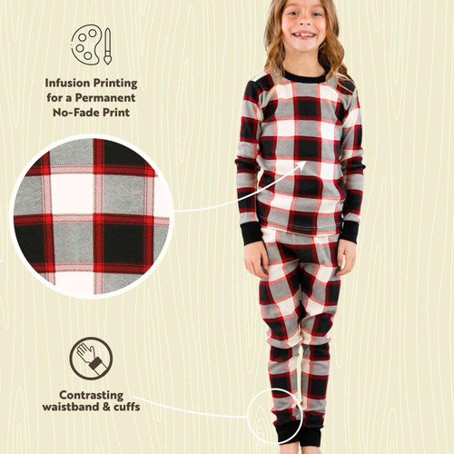 Lazy One Black Plaid Kid's Long Sleeve PJ's