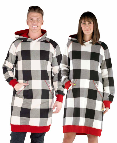lazy one Black & White Plaid Sleep Hoodie