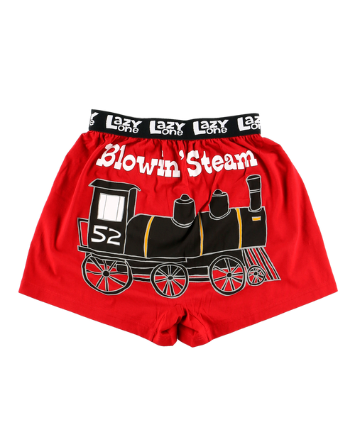 Lazy One Blowing Steam Men's Train Funny Boxer