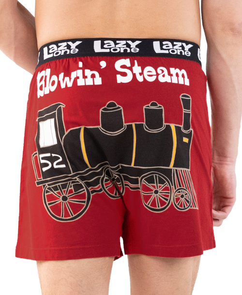 lazy one Blowing Steam Men's Train Funny Boxer