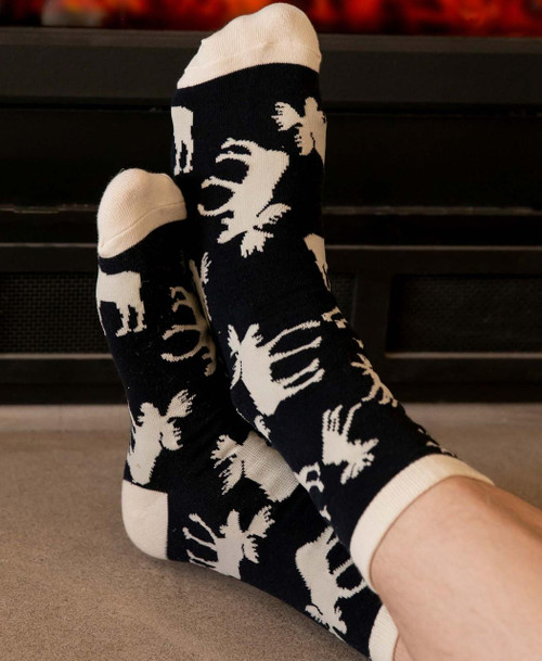 Lazy One Blue Classic Moose Crew Sock