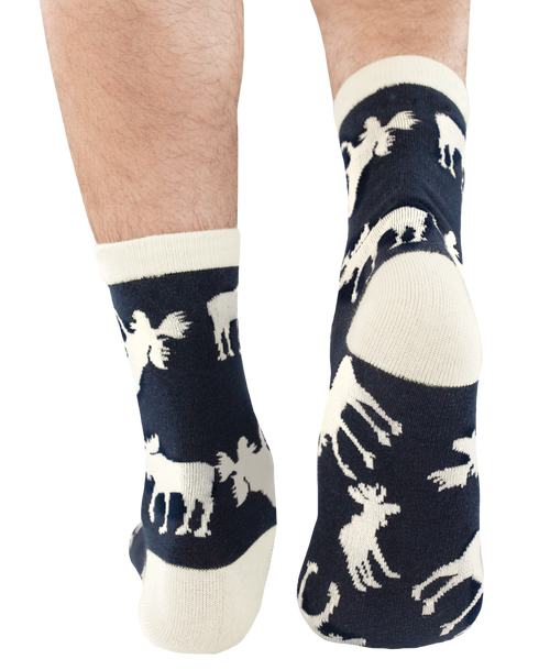 Lazy One Blue Classic Moose Crew Sock