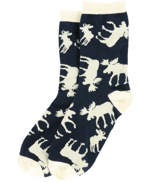 Lazy One Blue Classic Moose Crew Sock