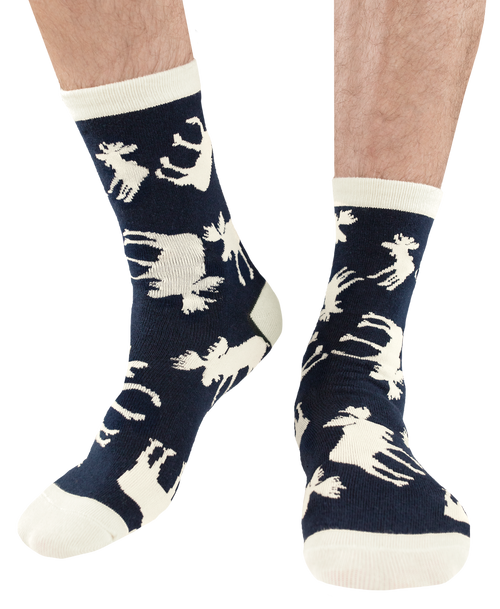 lazy one Blue Classic Moose Crew Sock