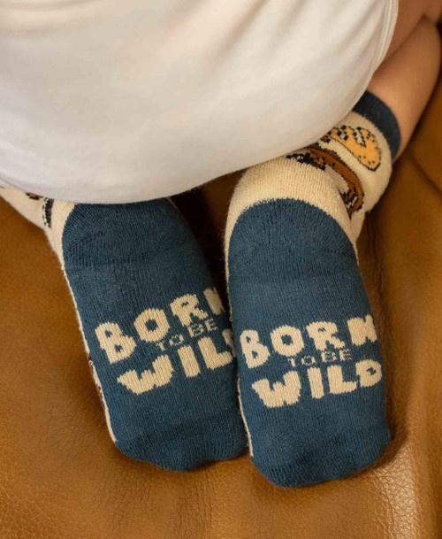 Lazy One Born Wild Dark Blue Infant Sock