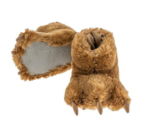 Lazy One Brown Bear Kid And Adult Paw Slipper