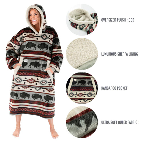 Lazy One Buffalo Fair Isle Blanket Hoodie