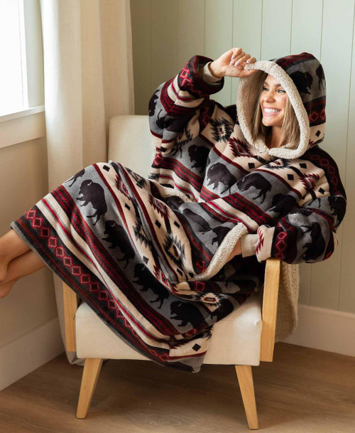 Lazy One Buffalo Fair Isle Blanket Hoodie