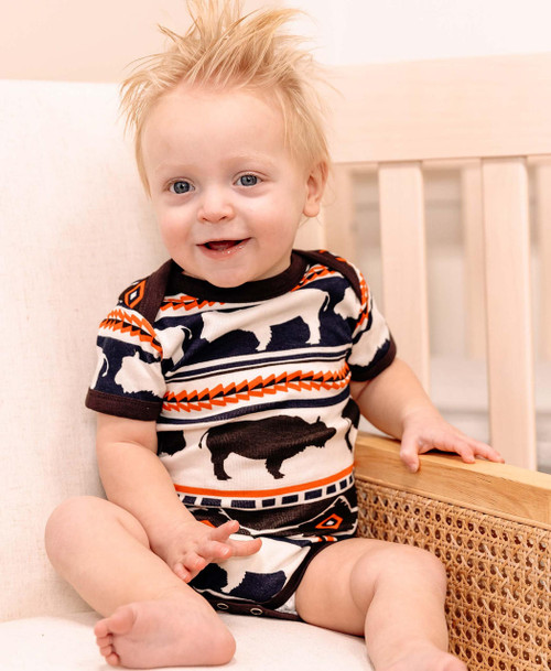Lazy One Buffalo Fair Isle Infant Creeper Onesie