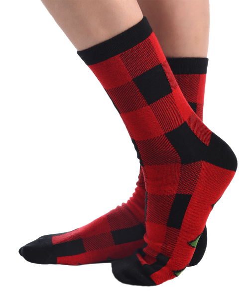 Lazy One Buffalo Plaid Crew Sock