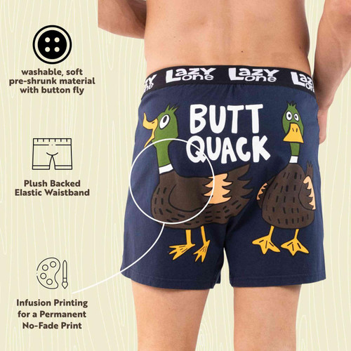 Lazy One Butt Quack Men's Duck Funny Boxer