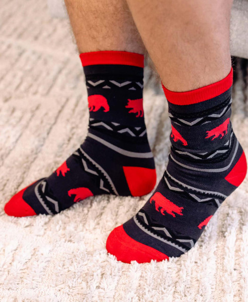 Lazy One Cabin Bear Crew Sock
