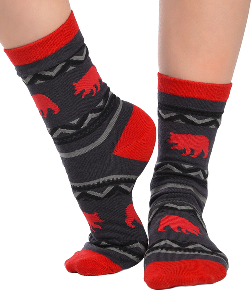lazy one Cabin Bear Crew Sock