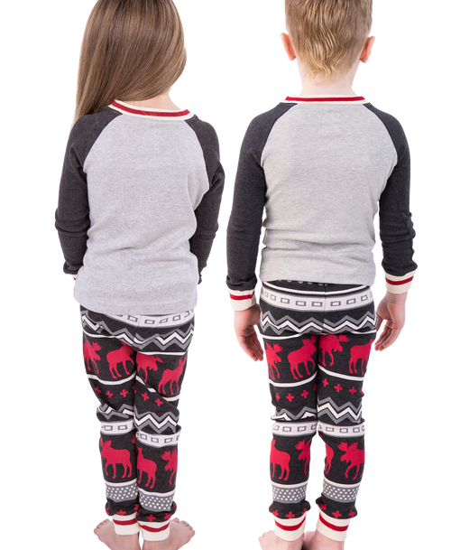 Lazy One Cabin Moose Kid's Long Sleeve PJ's