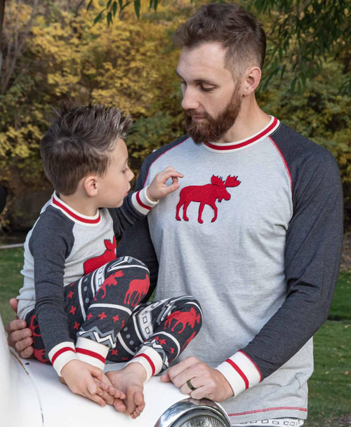 Lazy One Cabin Moose Men's Long Sleeve PJ Tee