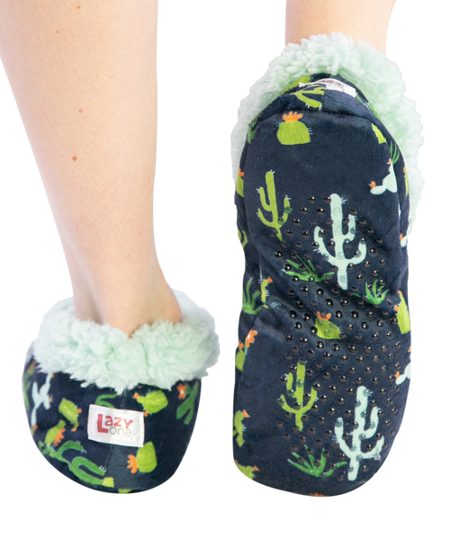 Lazy One Cactus Blue Fuzzy Feet Slipper