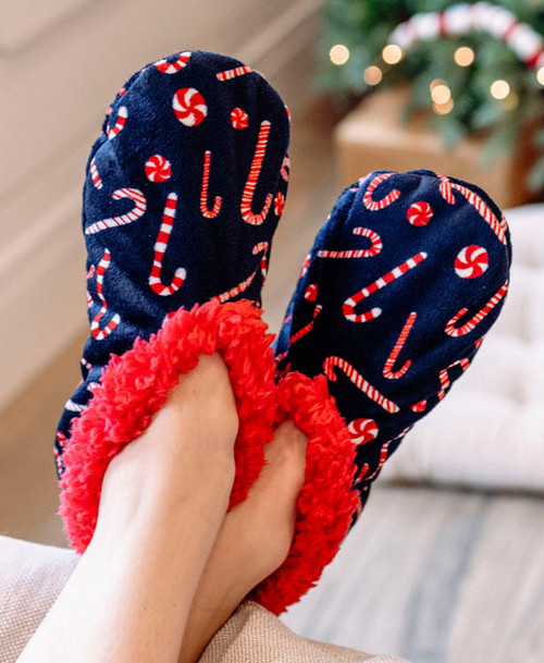 Lazy One Candy Cane Fuzzy Feet Slipper