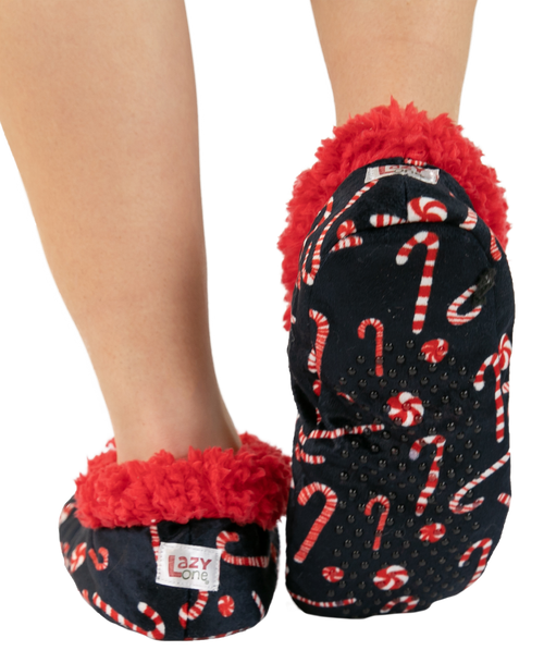 Lazy One Candy Cane Fuzzy Feet Slipper