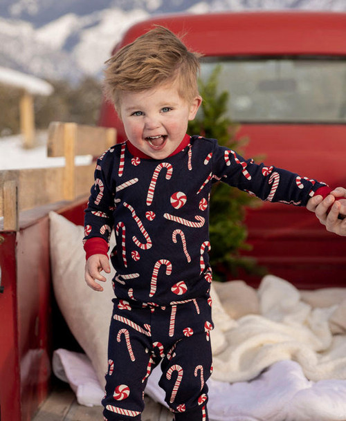 Lazy One Candy Cane Kid's Long Sleeve PJ's