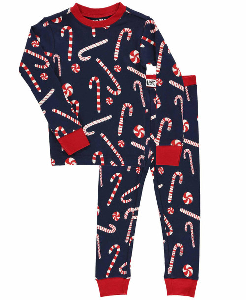 Lazy One Candy Cane Kid's Long Sleeve PJ's