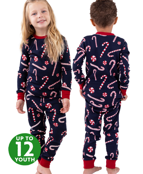 lazy one Candy Cane Kid's Long Sleeve PJ's
