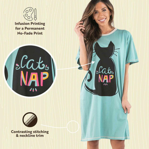 Lazy One Cat Nap Blue Nightshirt