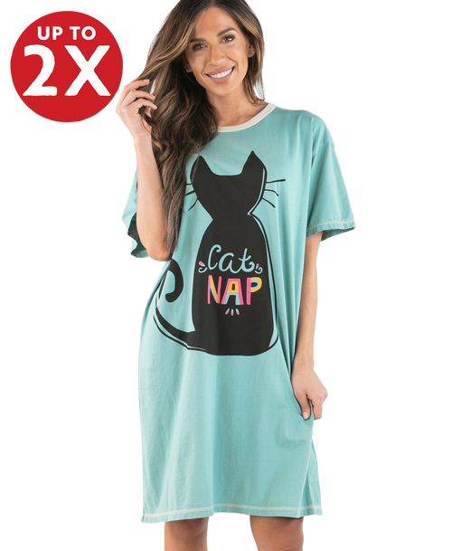lazy one Cat Nap Blue Nightshirt
