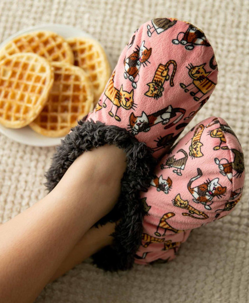 Lazy One Cat Nap Pink Fuzzy Feet Slipper